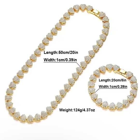 Heart Shape Cubin Chain Necklace Iced Out Men Jewelry 18” - Picture 6 of 11